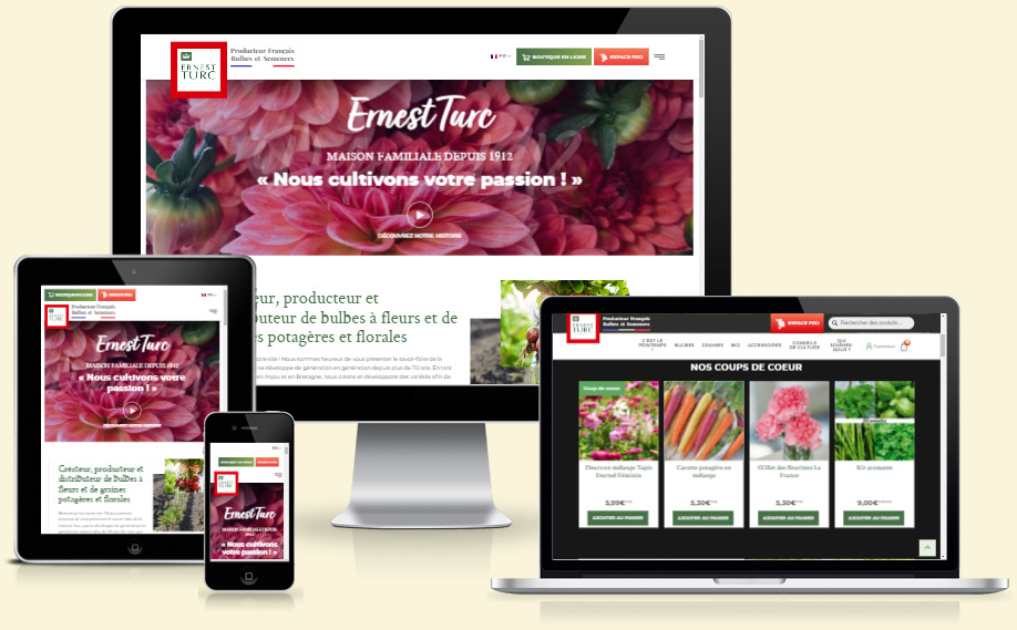 Boutique WooCommerce + site vitrine WordPress - producteur de graines Ernest Turc