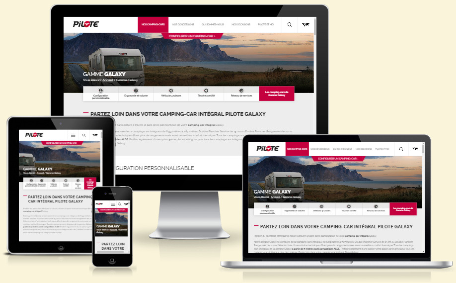 Site vitrine camping car pilote - cas clients Digitaline